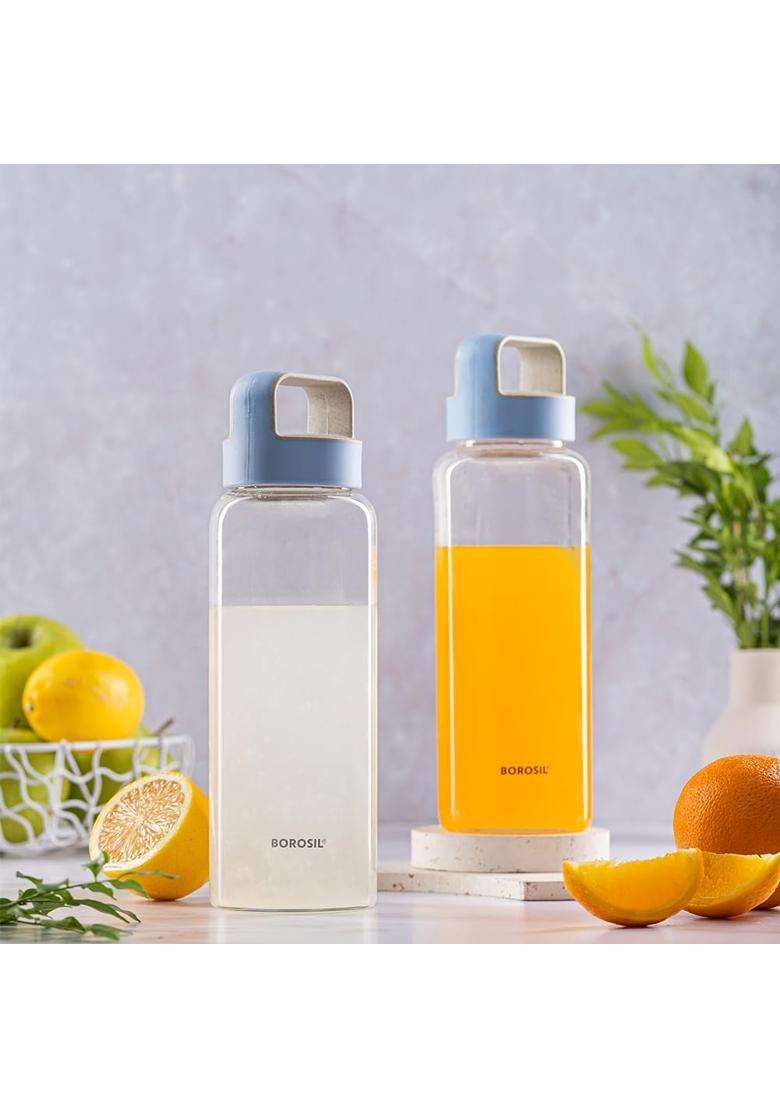 Borosil Crysto Borosilicate Glass Bottle | 1000 ml | 33.8 fl oz | Pack of 2 - Indya