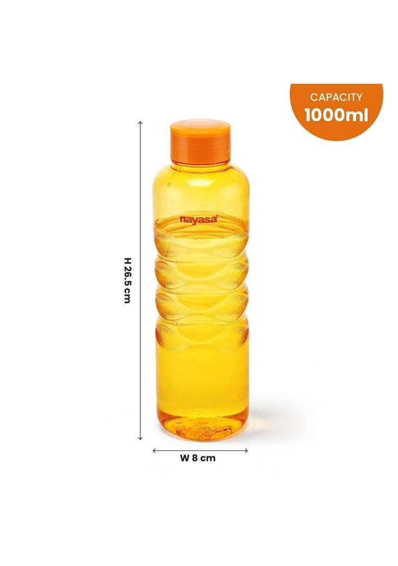 Nayasa Revello Pet Plastic Fridge Water Bottles | 1000 ml | 33.8 fl oz | 6-Piece Set | BPA Free | Leak Proof - Indya