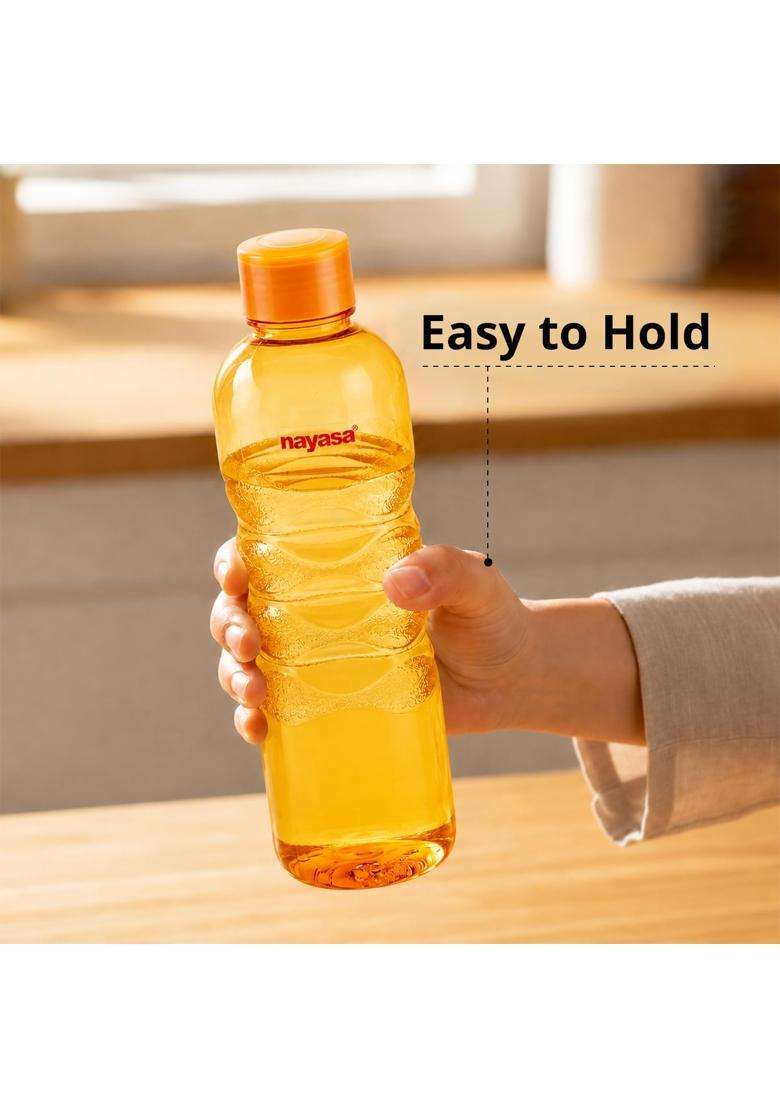 Nayasa Revello Pet Plastic Fridge Water Bottles | 1000 ml | 33.8 fl oz | 6-Piece Set | BPA Free | Leak Proof - Indya