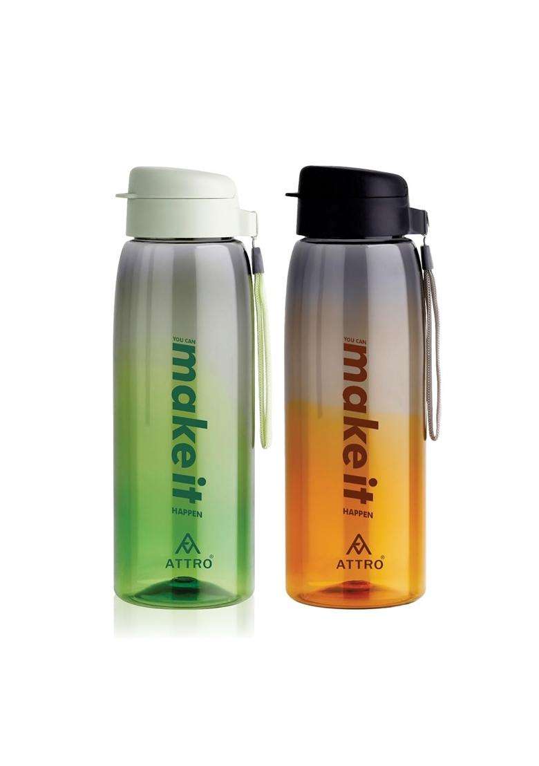 ATTRO Sip Star Plastic Water Bottle | 1000 ml | 33.8 fl oz | 2-Piece Set | BPA Free | Leak Proof - Indya