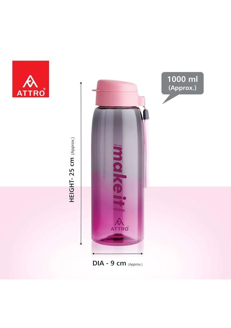 ATTRO Sip Star Plastic Water Bottle | 1000 ml | 33.8 fl oz | 2-Piece Set | BPA Free | Leak Proof - Indya