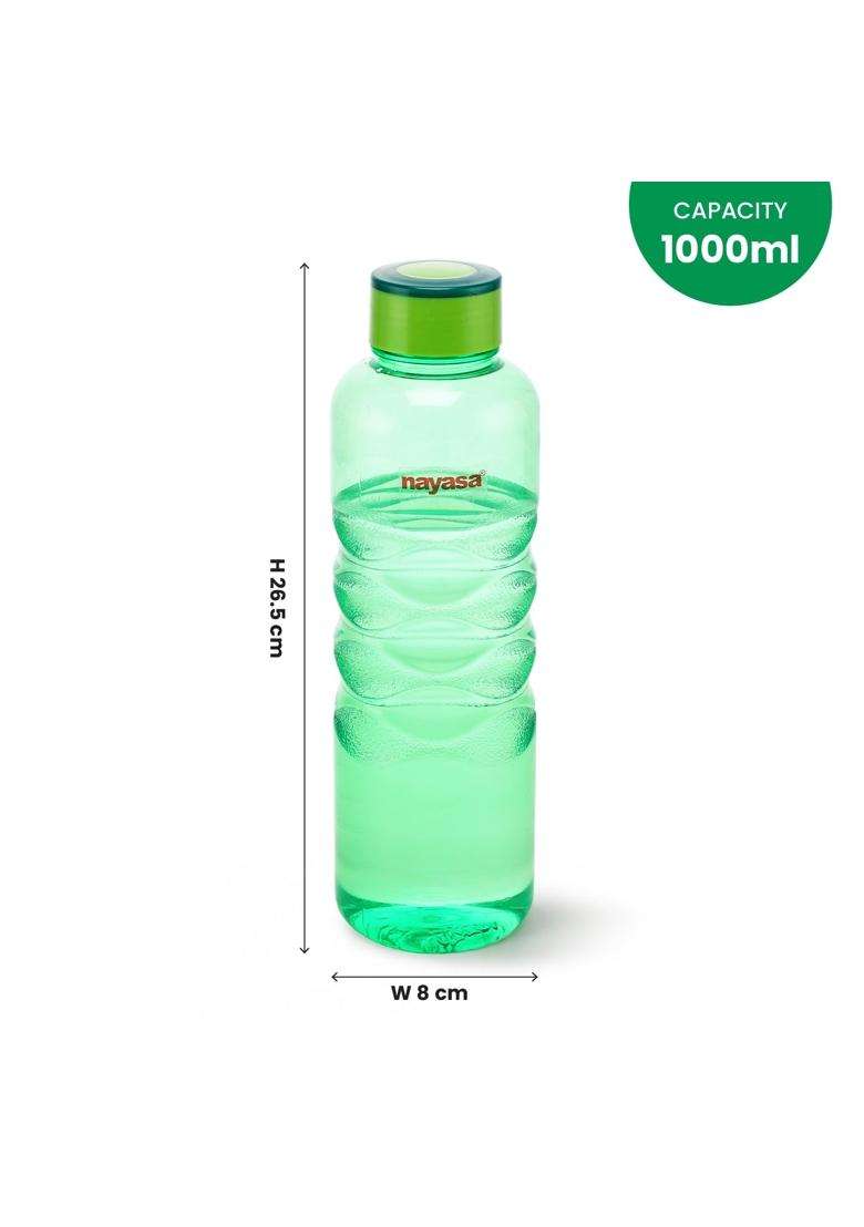 Nayasa Revello Pet Plastic Fridge Water Bottles | 1000 ml | 33.8 fl oz | 6-Piece Set | BPA Free | Leak Proof - Indya