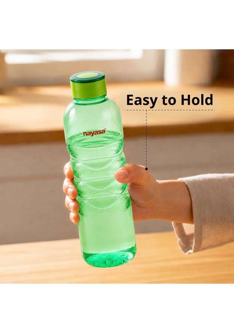Nayasa Revello Pet Plastic Fridge Water Bottles | 1000 ml | 33.8 fl oz | 6-Piece Set | BPA Free | Leak Proof - Indya
