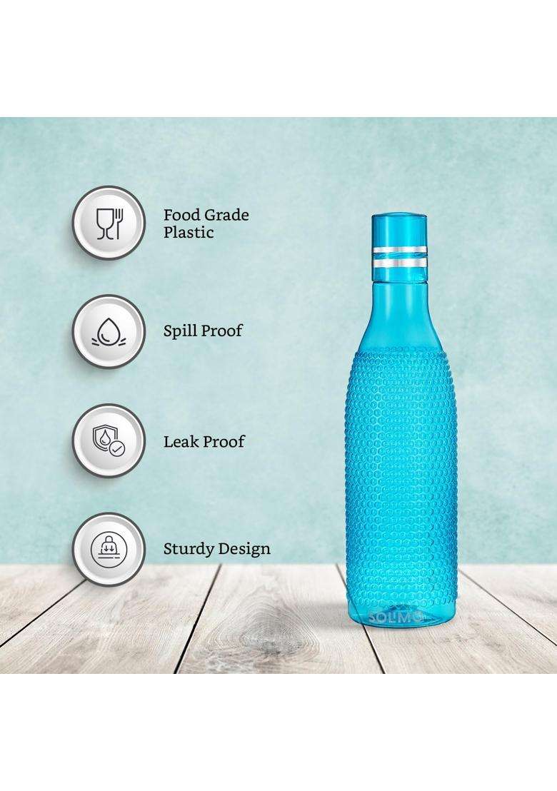 Solimo Amazon Brand Solimo Unbreakable Round Plastic Water Bottle | 1 L | 1.1 Qt | 6-Piece Set | BPA Free | Leak Proof - Indya