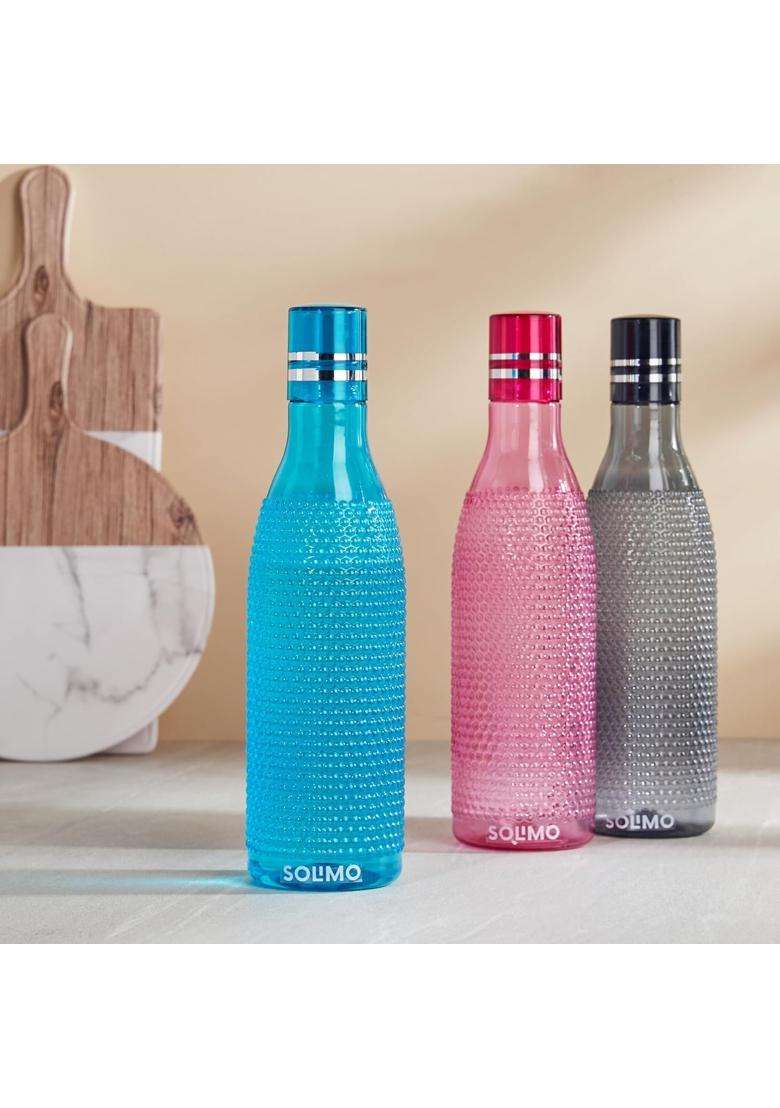 Solimo Amazon Brand Solimo Unbreakable Round Plastic Water Bottle | 1 L | 1.1 Qt | 6-Piece Set | BPA Free | Leak Proof - Indya