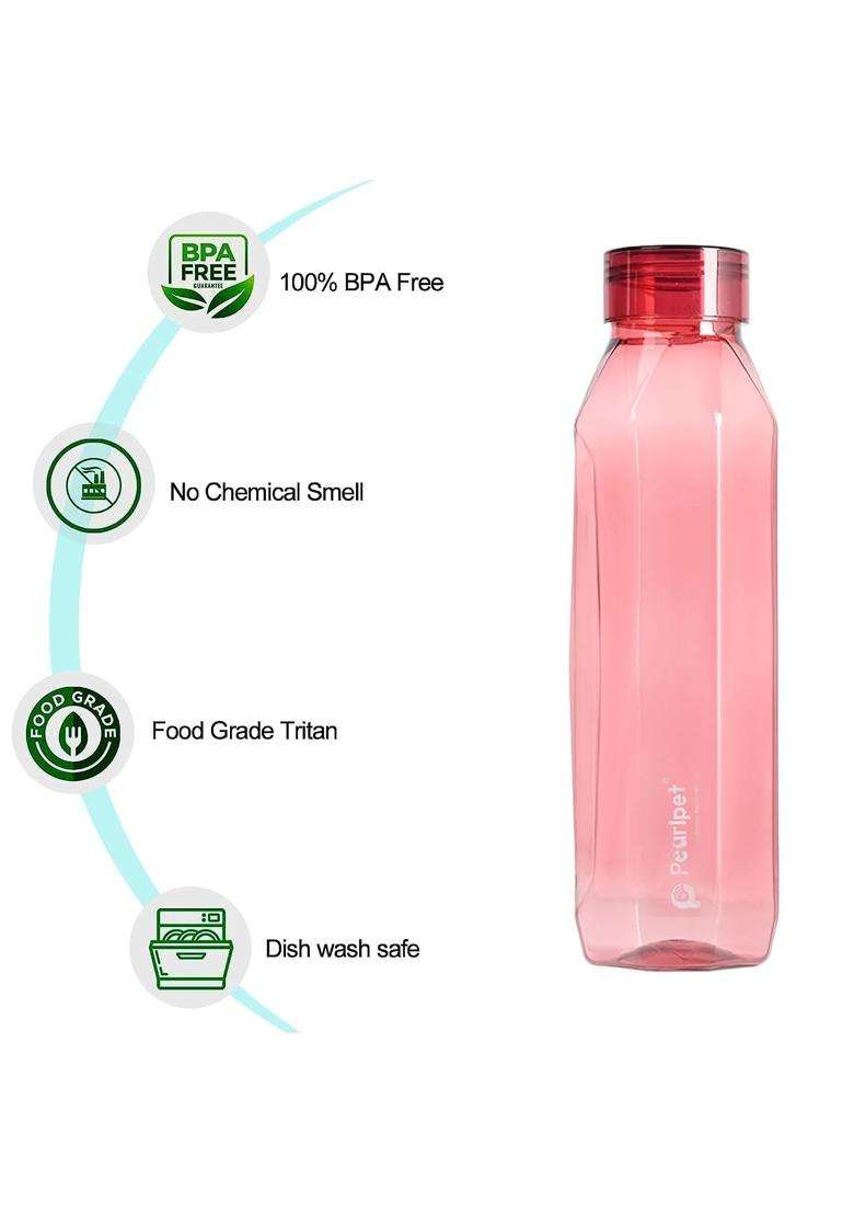 PEARLPET Diamond BPA-free Plastic Water Bottle Pcs | 1000 ml | 33.8 fl oz | 4-Piece Set - Indya