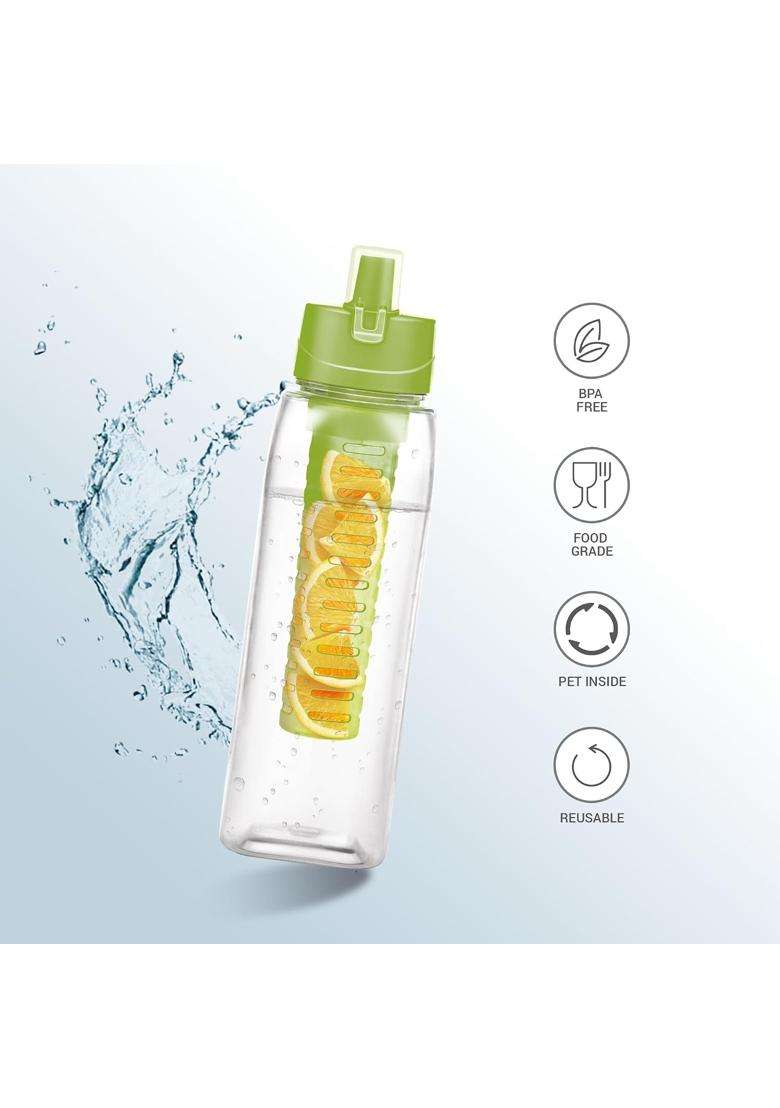 MILTON Infuser Plastic Water Bottle | 1 L | 1.1 Qt | 2-Piece Set | BPA Free | Leak Proof | Food Safe - Indya