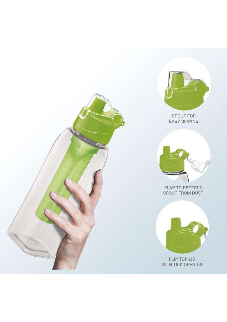 MILTON Infuser Plastic Water Bottle | 1 L | 1.1 Qt | 2-Piece Set | BPA Free | Leak Proof | Food Safe - Indya