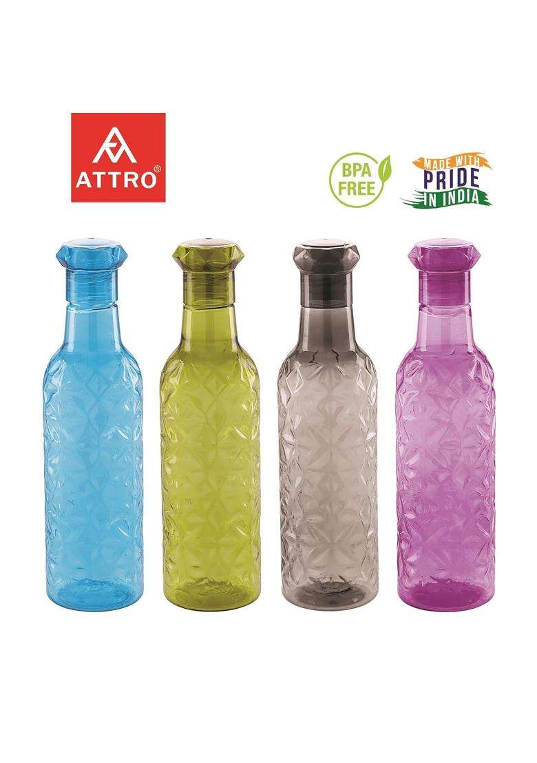 ATTRO Iceberg Plastic Unbreakable Fridge Water Bottle for Office | 1000 ml | 33.8 fl oz | 2-Piece Set - Indya