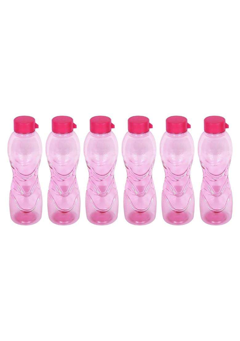 PEARLPET Trinity BPA-Free Plastic Water Bottle Set | 1000 ml | 33.8 fl oz | Pack of 6 | Leak Proof - Indya
