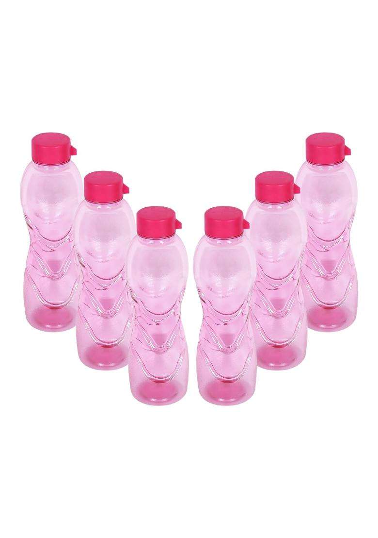 PEARLPET Trinity BPA-Free Plastic Water Bottle Set | 1000 ml | 33.8 fl oz | Pack of 6 | Leak Proof - Indya