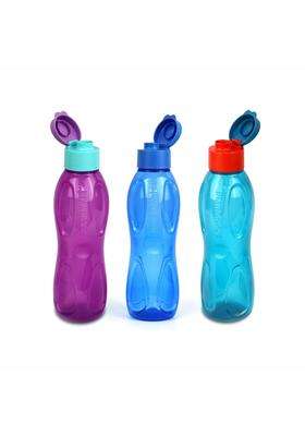 SIGNORA WARE SignoraWare Fliptop BPA Free Plastic Aqua Water Bottle | 1 L | 1.1 Qt | 3-Piece Set | Leak Proof