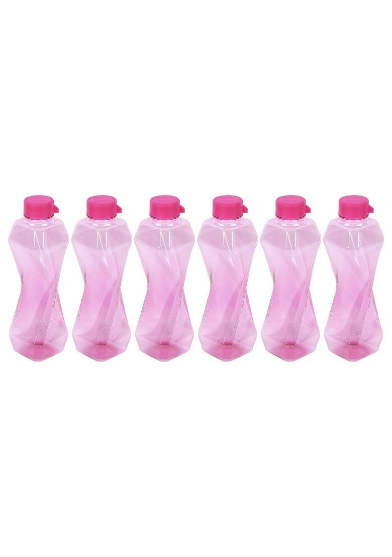 PEARLPET Twist BPA-Free Plastic Water Bottle Set | 1000 ml | 33.8 fl oz | Pack of 6 | Leak Proof - Indya