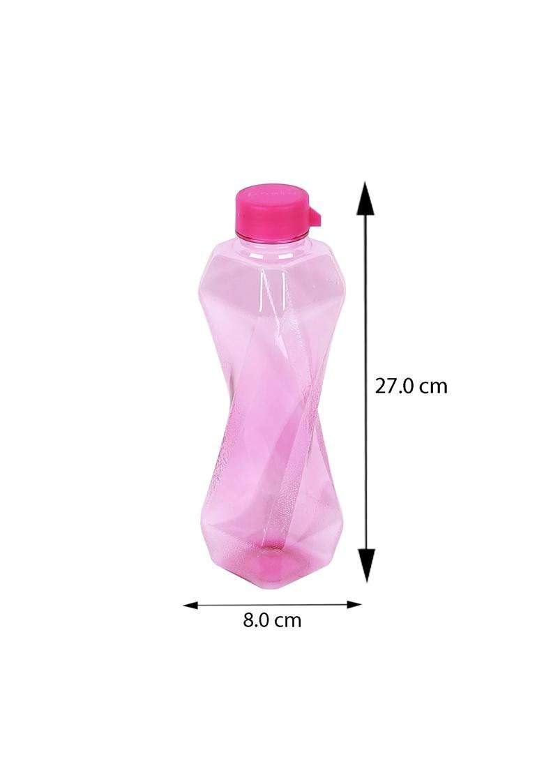PEARLPET Twist BPA-Free Plastic Water Bottle Set | 1000 ml | 33.8 fl oz | Pack of 6 | Leak Proof - Indya