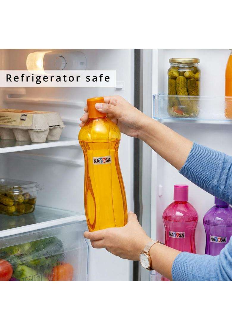 Nayasa Loopy Pet Plastic Fridge Water Bottles | 1000 ml | 33.8 fl oz | 6-Piece Set | BPA Free | Leak Proof - Indya