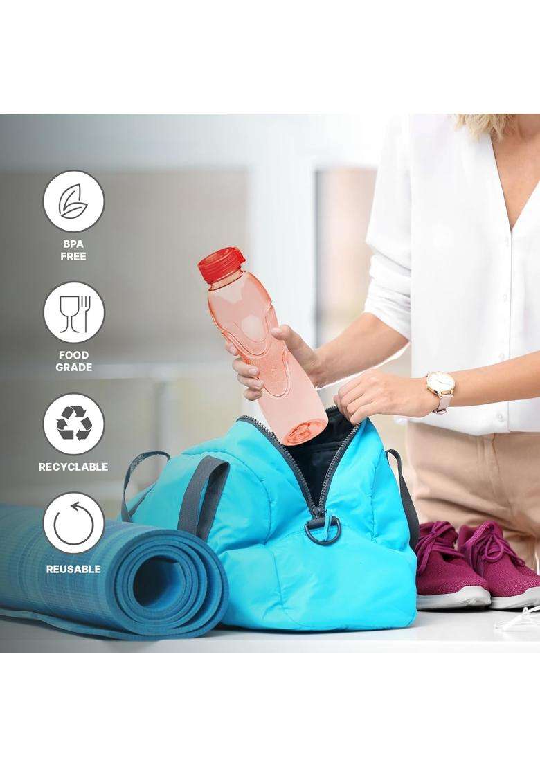 MILTON Mayo PET Water Bottle | 1 L | 1.1 Qt | 6-Piece Set | BPA Free | Leak Proof | Food Safe - Indya