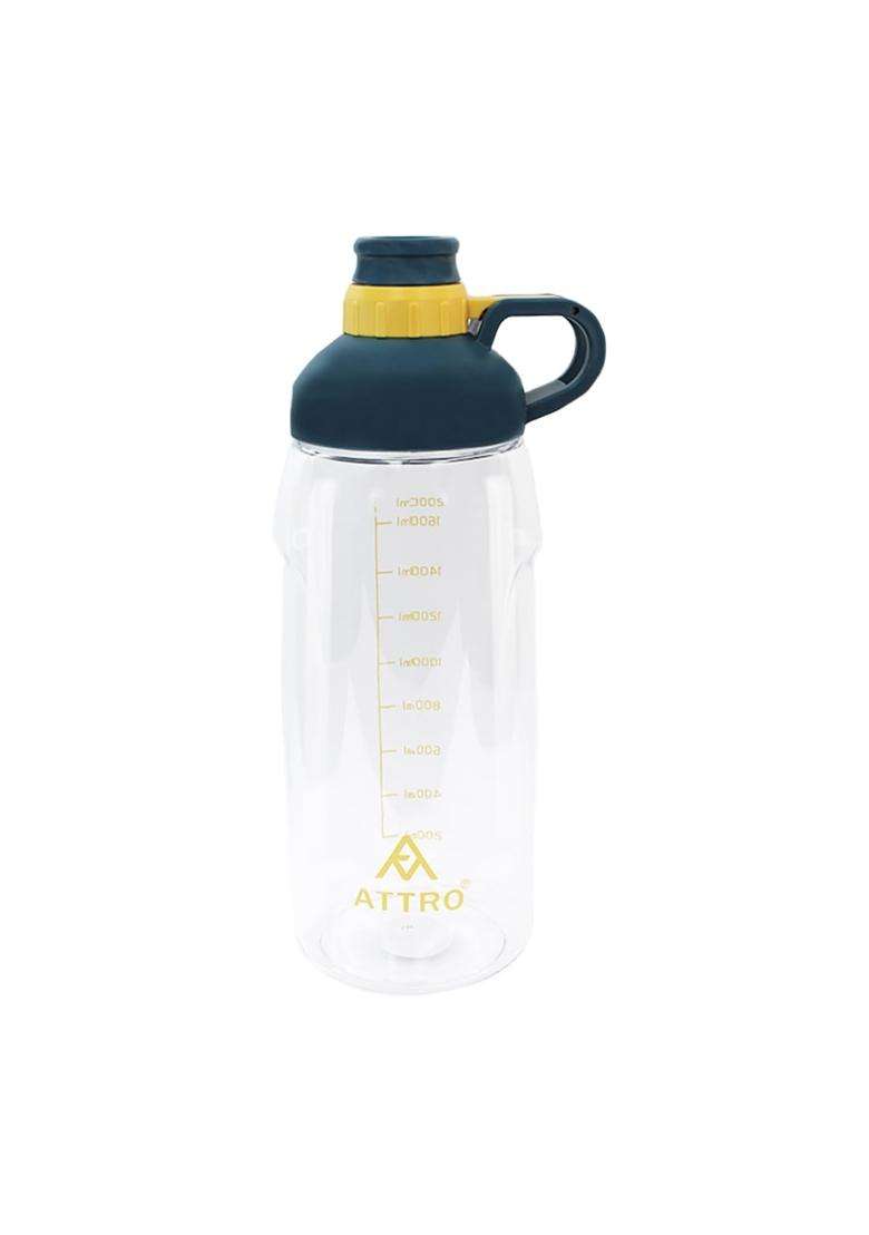 ATTRO Plastic Hydra Gym Water Bottle with Easy to Carry Grip Handle and Ml Mention | 2000 ml | 67.6 fl oz | BPA Free | Leak Proof - Indya