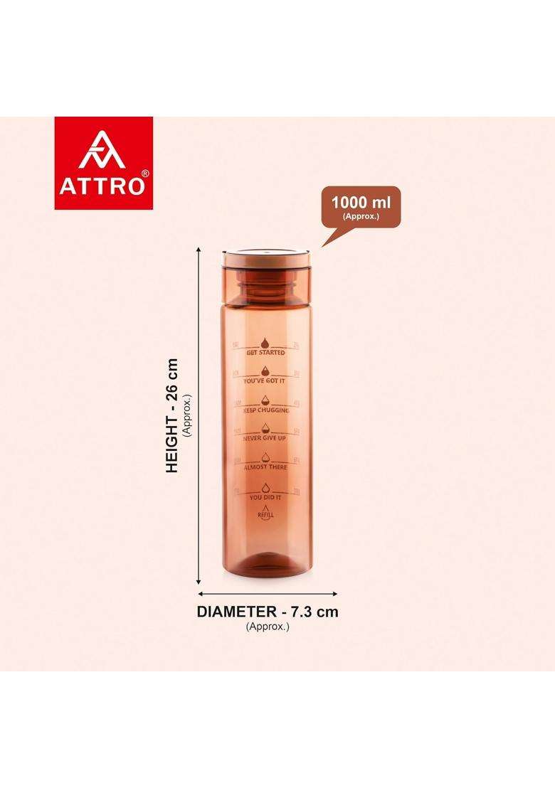 ATTRO Oxy Motivational Water Bottle | 1000 ml | 33.8 fl oz | 2-Piece Set - Indya