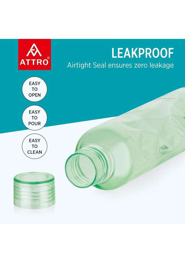 ATTRO Elite Plastic Water Bottle BPA Free Leakproof Fridge Safe for Daily Hydration | 1000 ml | 33.8 fl oz | 3-Piece Set - Indya