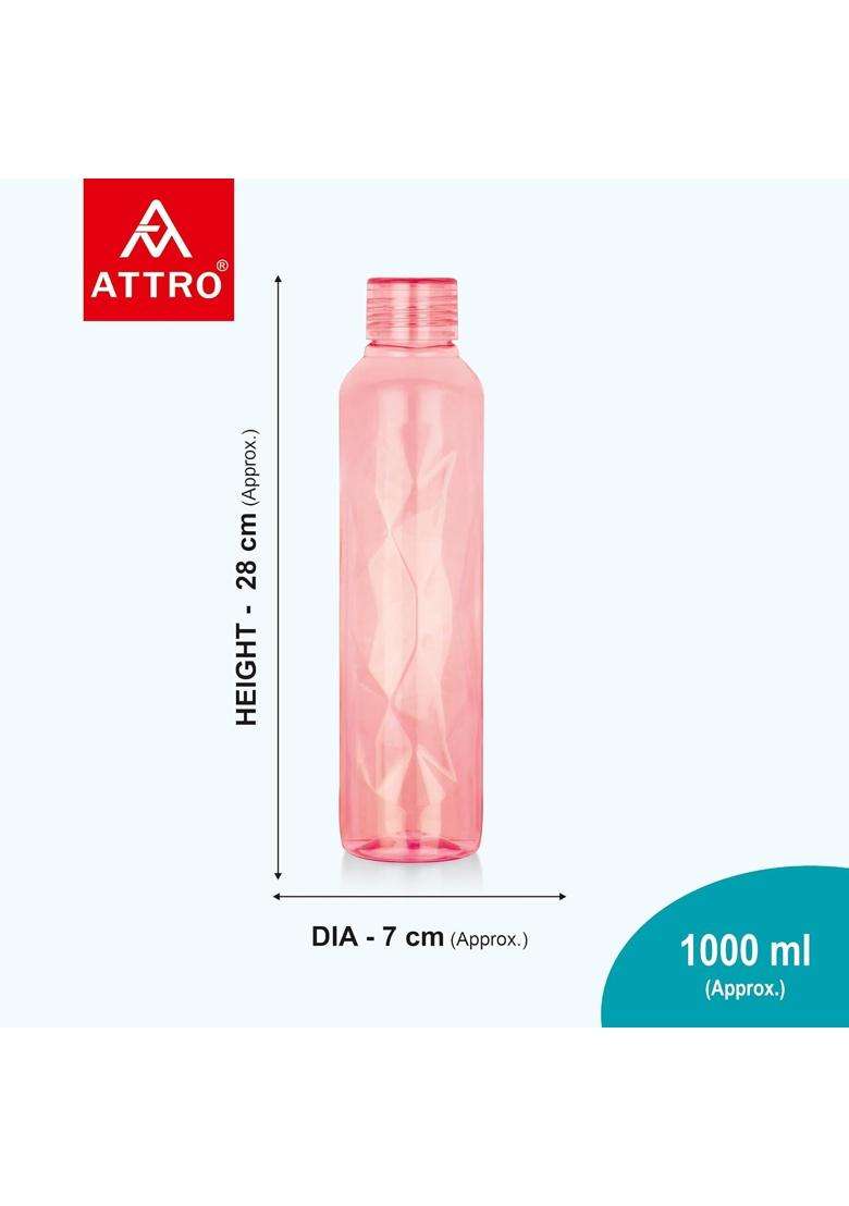 ATTRO Elite Plastic Water Bottle BPA Free Leakproof Fridge Safe for Daily Hydration | 1000 ml | 33.8 fl oz | 3-Piece Set - Indya