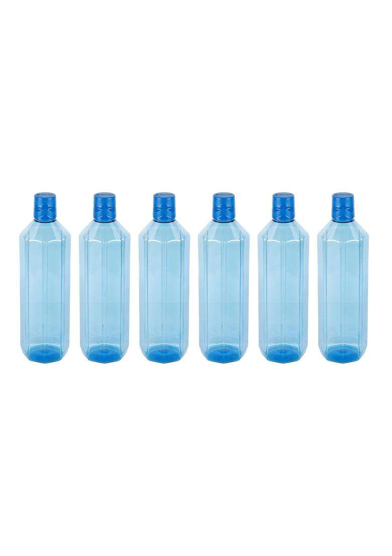 PEARLPET Gemini BPA-Free Plastic Water Bottle Set | 1000 ml | 33.8 fl oz | Pack of 6 | Leak Proof - Indya