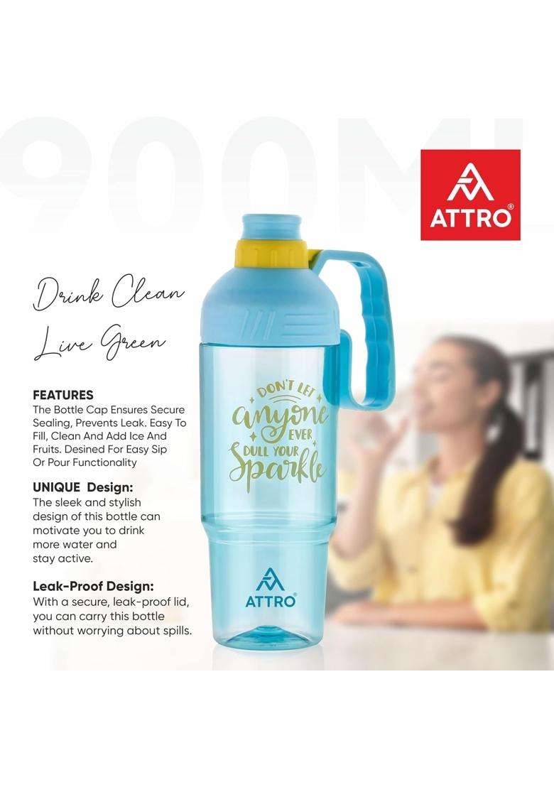 ATTRO My Cup Tumbler Plastic Water Bottle with Handle | 1000 ml | 33.8 fl oz | BPA Free | Leak Proof - Indya