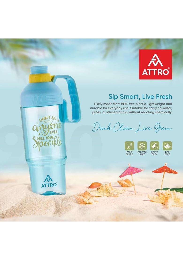 ATTRO My Cup Tumbler Plastic Water Bottle with Handle | 1000 ml | 33.8 fl oz | BPA Free | Leak Proof - Indya