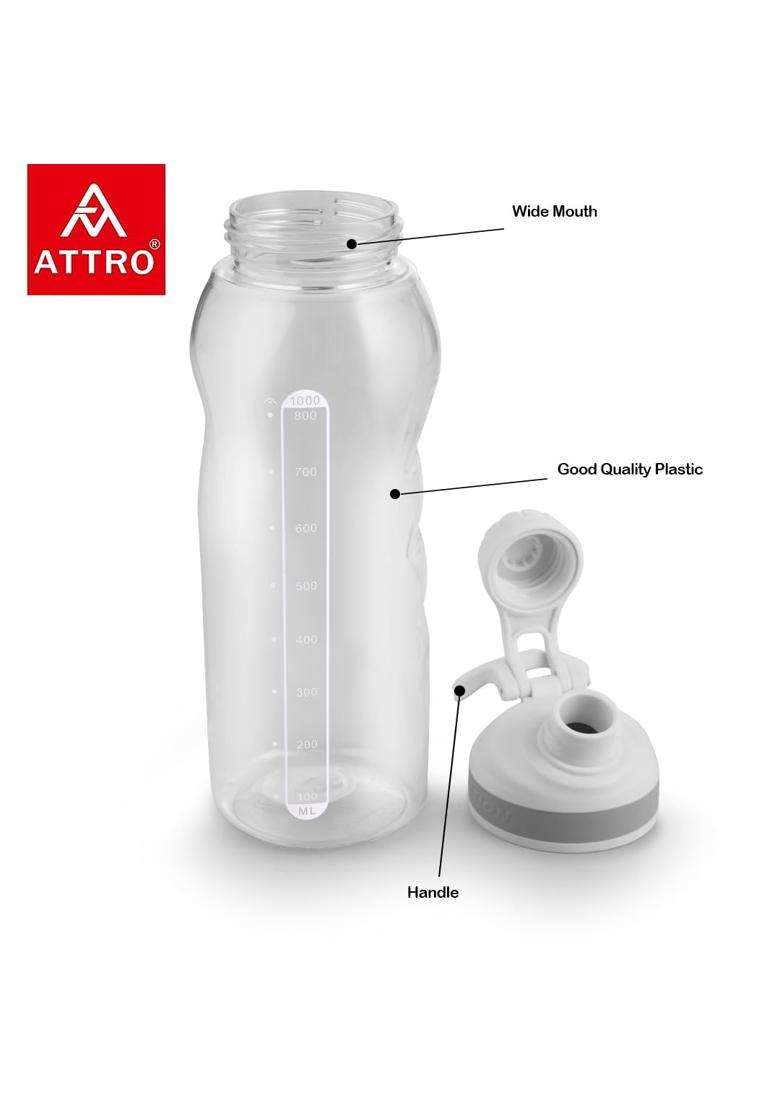 ATTRO Gym Mate Water Bottle | 1 L | 1.1 Qt | BPA Free | Leak Proof - Indya
