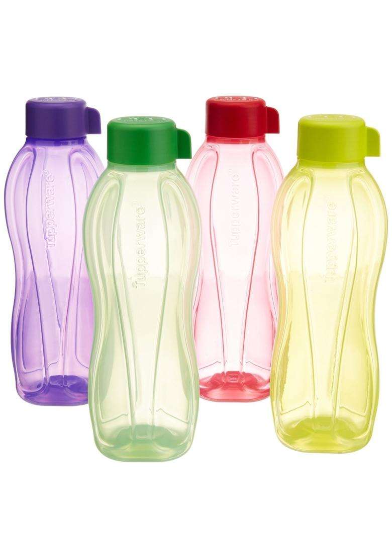 Tupperware Aquasafe Unbreakable Plastic Water Bottle | 1 L | 1.1 Qt | 4-Piece Set - Indya
