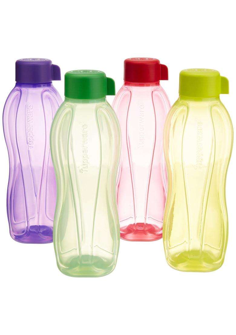 Tupperware Aquasafe Unbreakable Plastic Water Bottle | 1 L | 1.1 Qt | 4-Piece Set - Indya