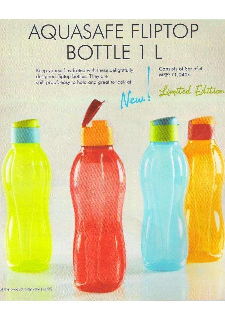 Tupperware Plastic Bottle | 1000 ml | 33.8 fl oz | 4-Piece Set - Indya