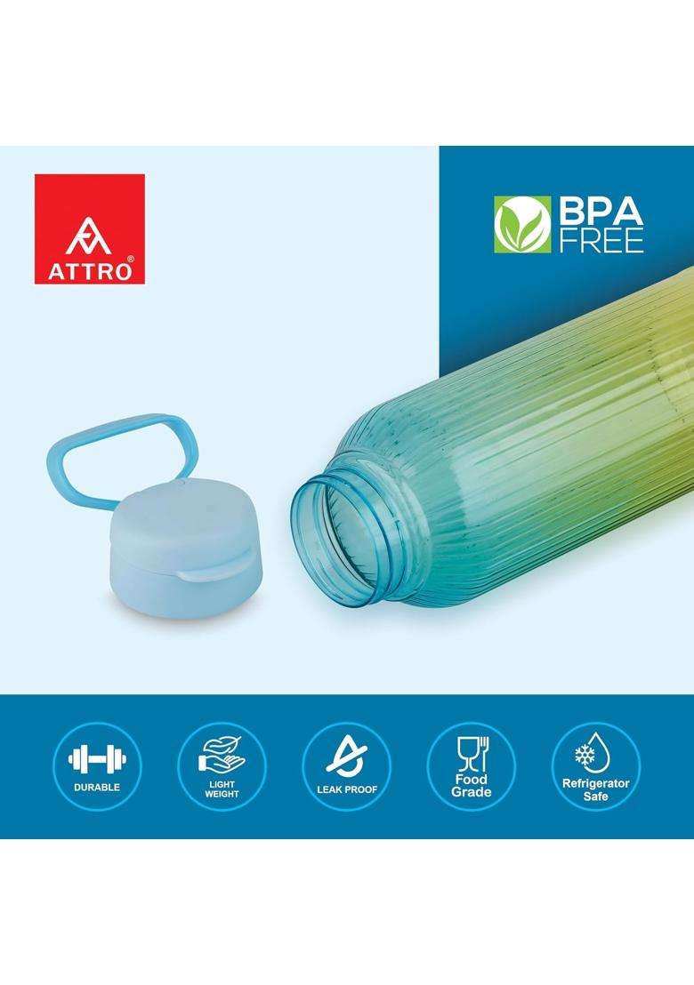 ATTRO Linear Deluxe BPA-Free Plastic Water Bottle with Leak-Proof Flip-Top Cap | 1.5 L | 1.6 Qt - Indya
