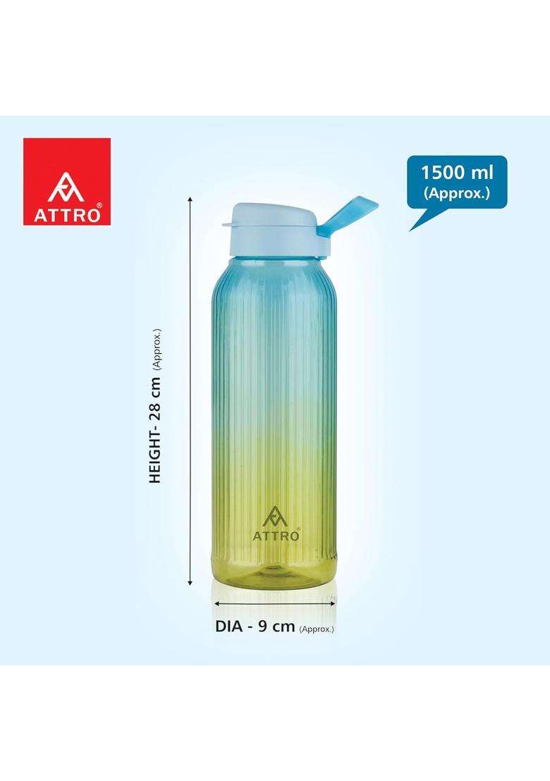 ATTRO Linear Deluxe BPA-Free Plastic Water Bottle with Leak-Proof Flip-Top Cap | 1.5 L | 1.6 Qt - Indya