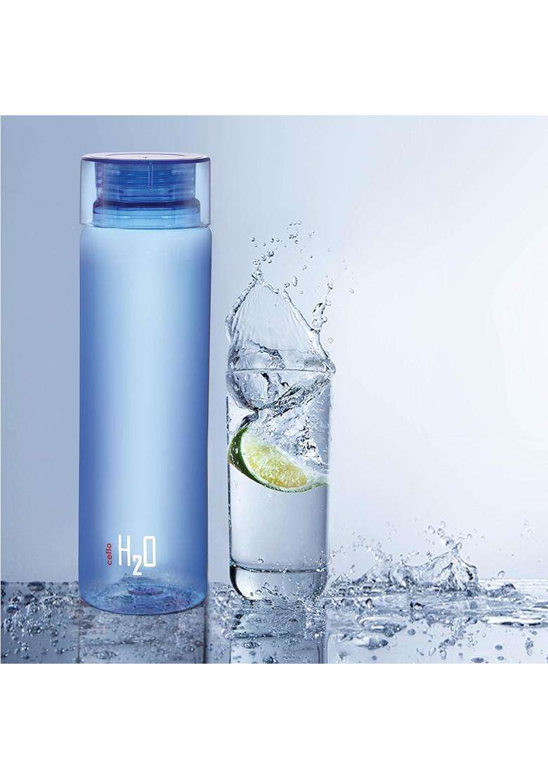 CELLO H2O Round Unbreakable Plastic Water Bottle | 1 L | 1.1 Qt | 3-Piece Set | Leak Proof - Indya