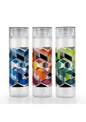 Clazkit Plastic Printed Water Bottle Ideal for Home | 1000 ml | 33.8 fl oz | Pack of 3