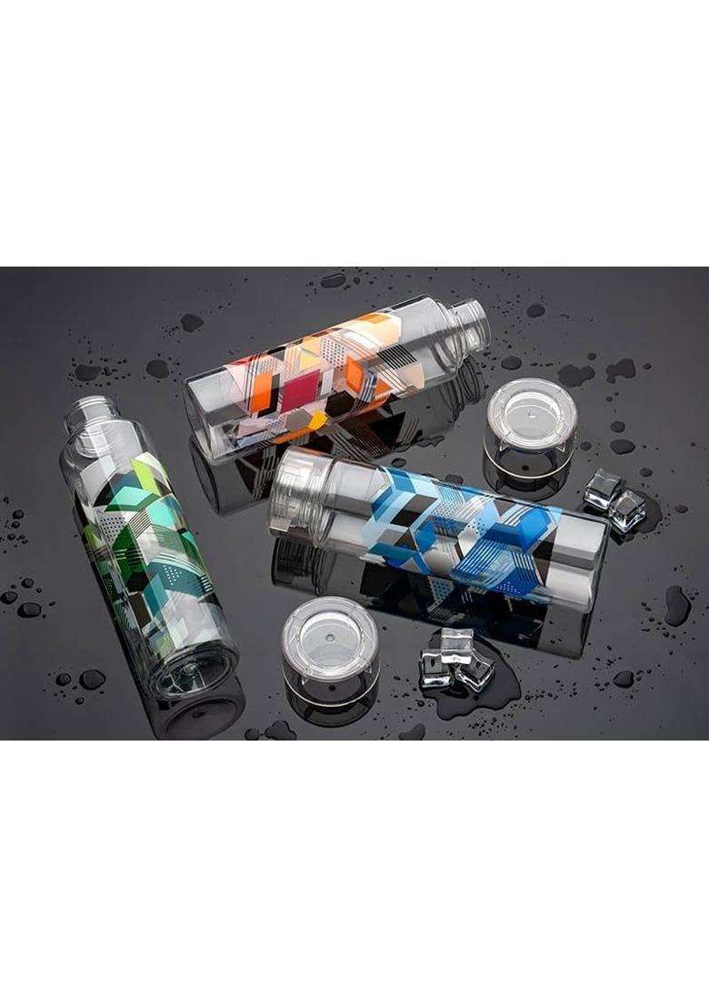 Clazkit Plastic Printed Water Bottle Ideal for Home | 1000 ml | 33.8 fl oz | Pack of 3 - Indya