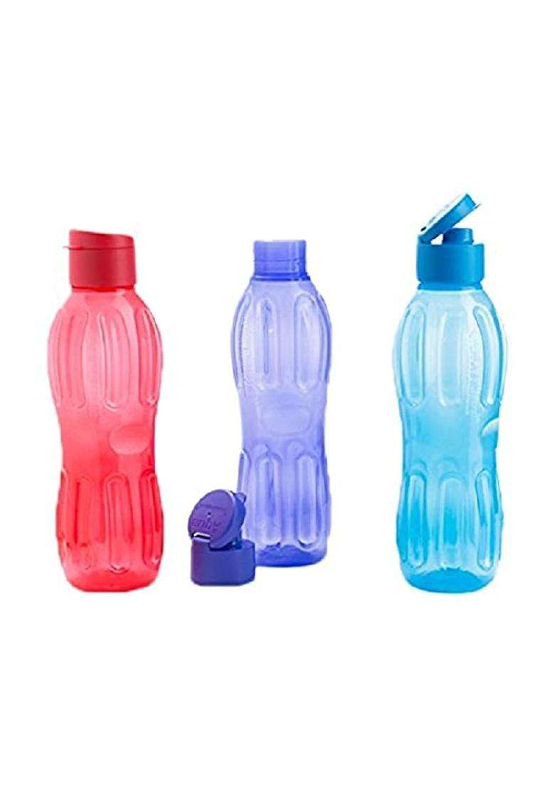 SIGNORA WARE SignoraWare Fliptop BPA Free Plastic Aqua Water Bottle Set | 1 L | 1.1 Qt | 3-Piece Set | Leak Proof - Indya