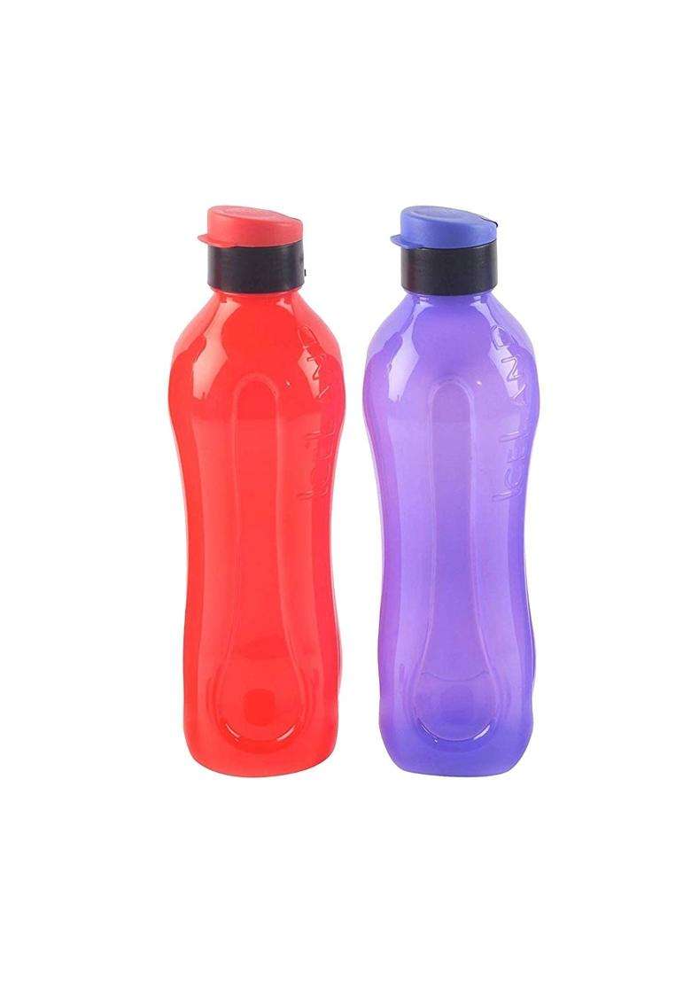 SIGNORA WARE SignoraWare Fliptop BPA Free Plastic Aqua Water Bottle Set | 1 L | 1.1 Qt | 3-Piece Set | Leak Proof - Indya