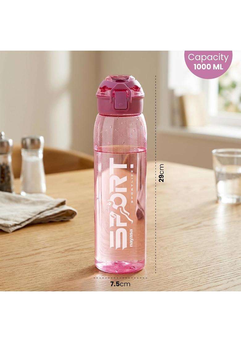 Nayasa Turbine BPA Free Plastic Water Bottle | 1000 ml | 33.8 fl oz | Leak Proof - Indya