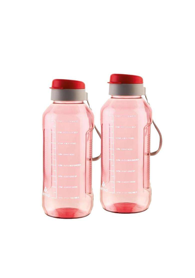 ATTRO Ultra Pro Motivational BPA-Free Water Bottle with Leak-Proof Flip-Top Cap | 1.5 L | 1.6 Qt | 2-Piece Set - Indya