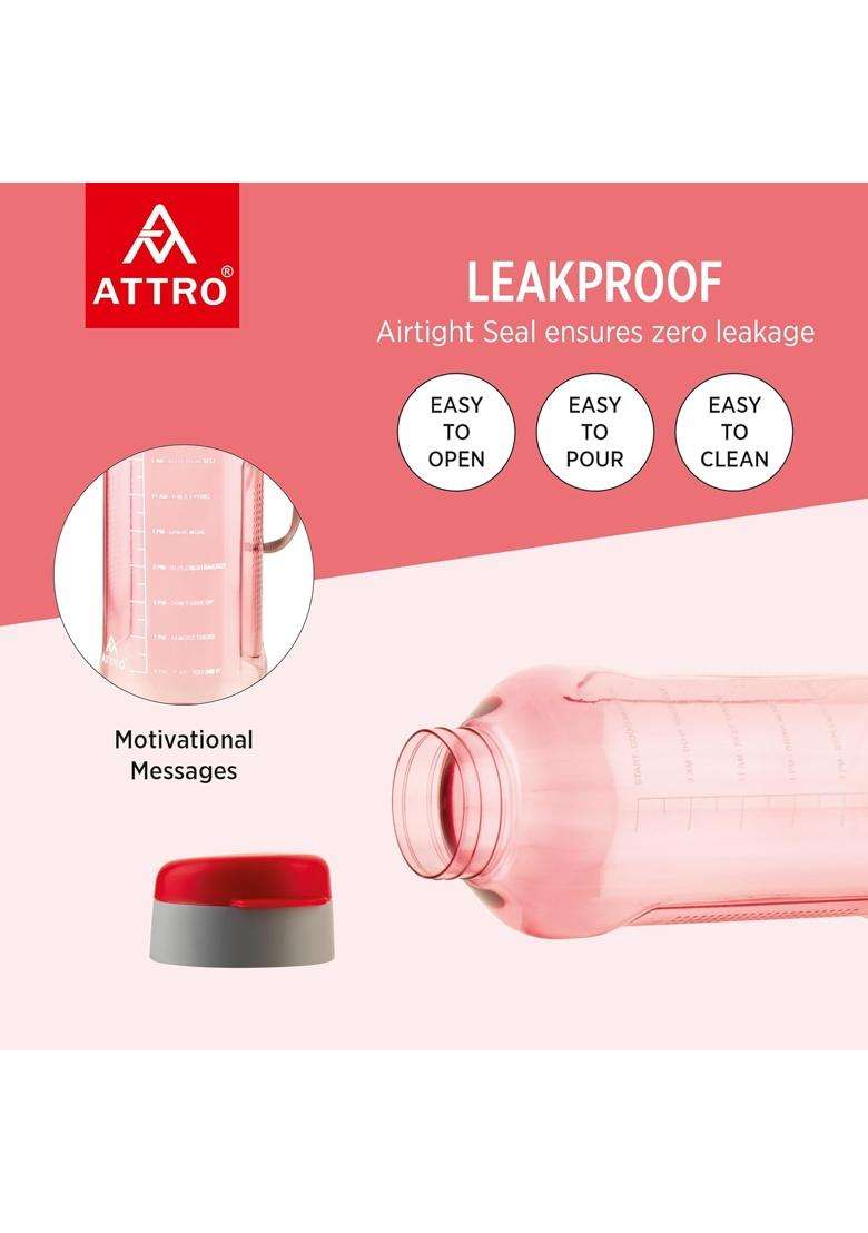 ATTRO Ultra Pro Motivational BPA-Free Water Bottle with Leak-Proof Flip-Top Cap | 1.5 L | 1.6 Qt | 2-Piece Set - Indya