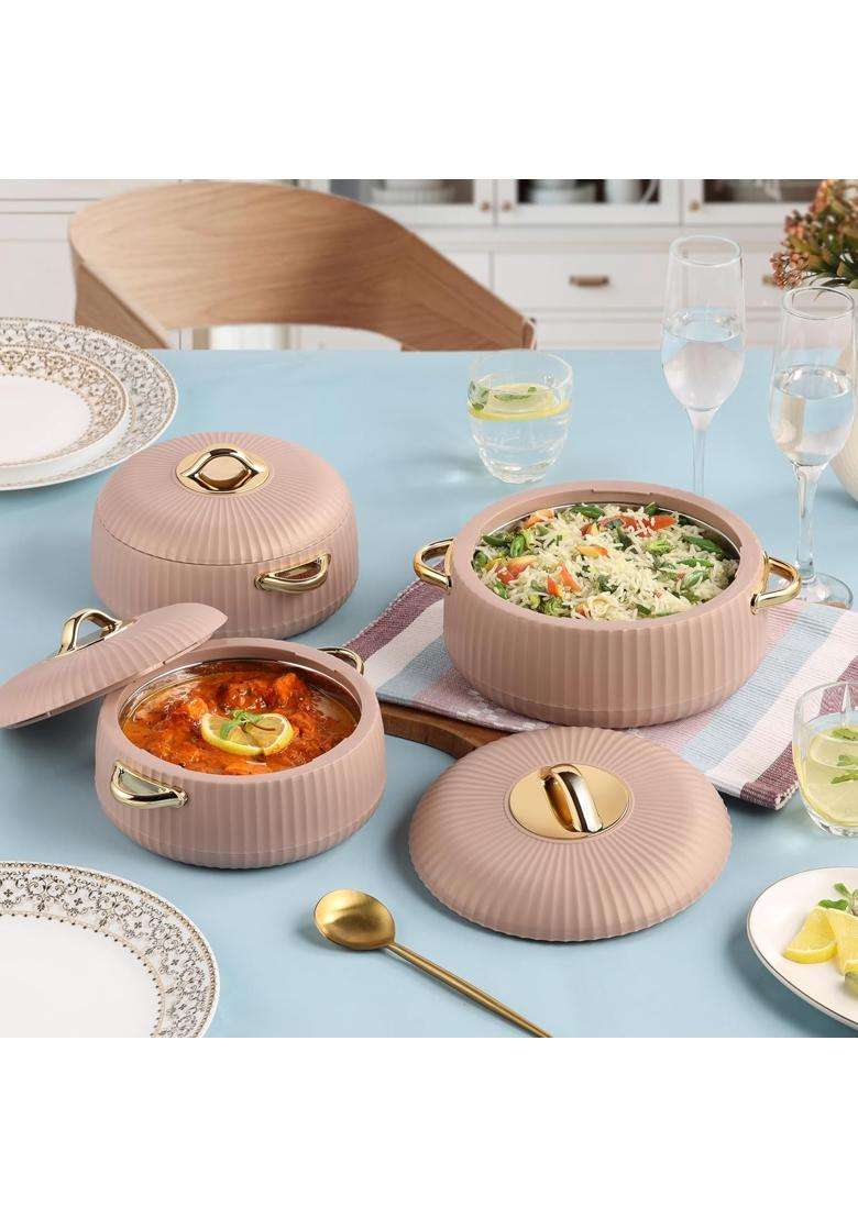 CELLO Aurum Insulated Casserole Hot Pot Box Pcs | 1000 ml | 33.8 fl oz | 3-Piece Set - Indya