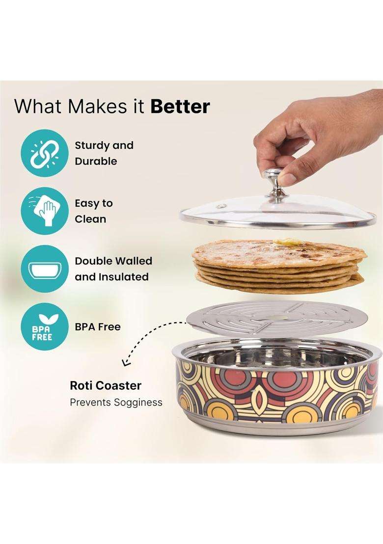 The Better Home Stainless Steel Insulated Casserole for Roti | 1.5 L | 1.6 Qt - Indya