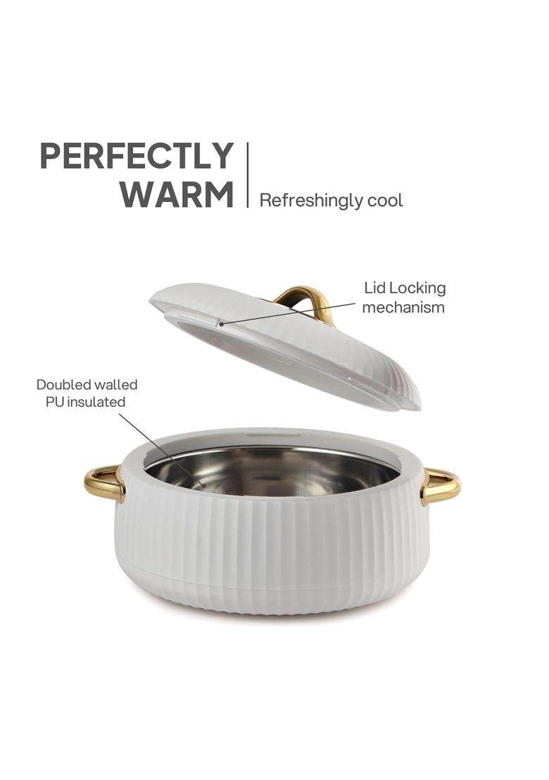 CELLO Aurum Insulated Casserole Hot Pot Box Pcs White | 1000 ml | 33.8 fl oz | 2-Piece Set - Indya