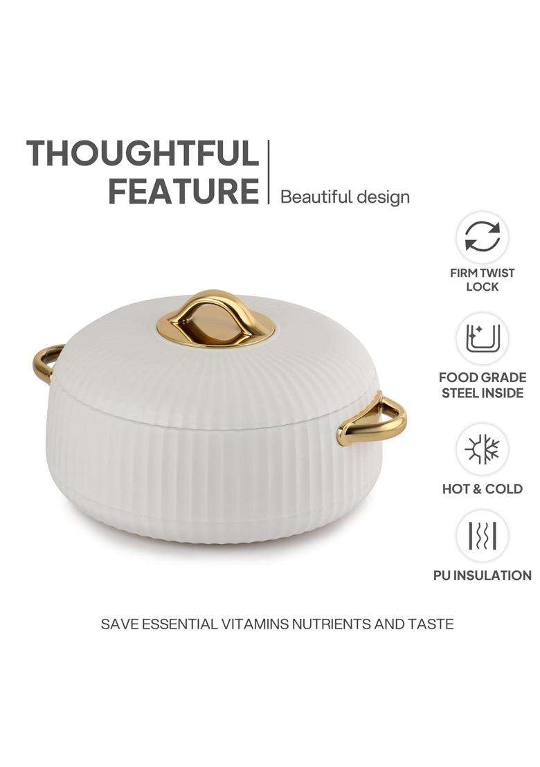 CELLO Aurum Insulated Casserole Hot Pot Box Pcs White | 1000 ml | 33.8 fl oz | 2-Piece Set - Indya