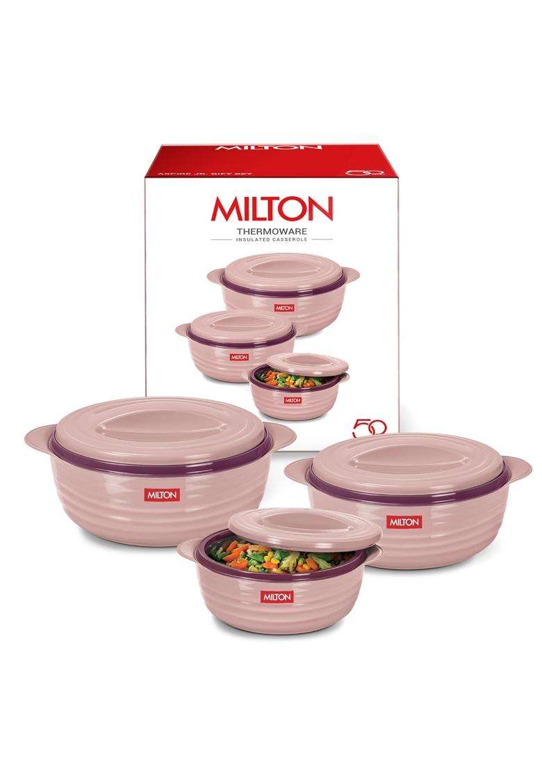 MILTON Aspire Jr. Serving Casserole Double Walled Inner Stainless Steel | 350 ml | 11.8 fl oz | 3-Piece Set | Insulated - Indya