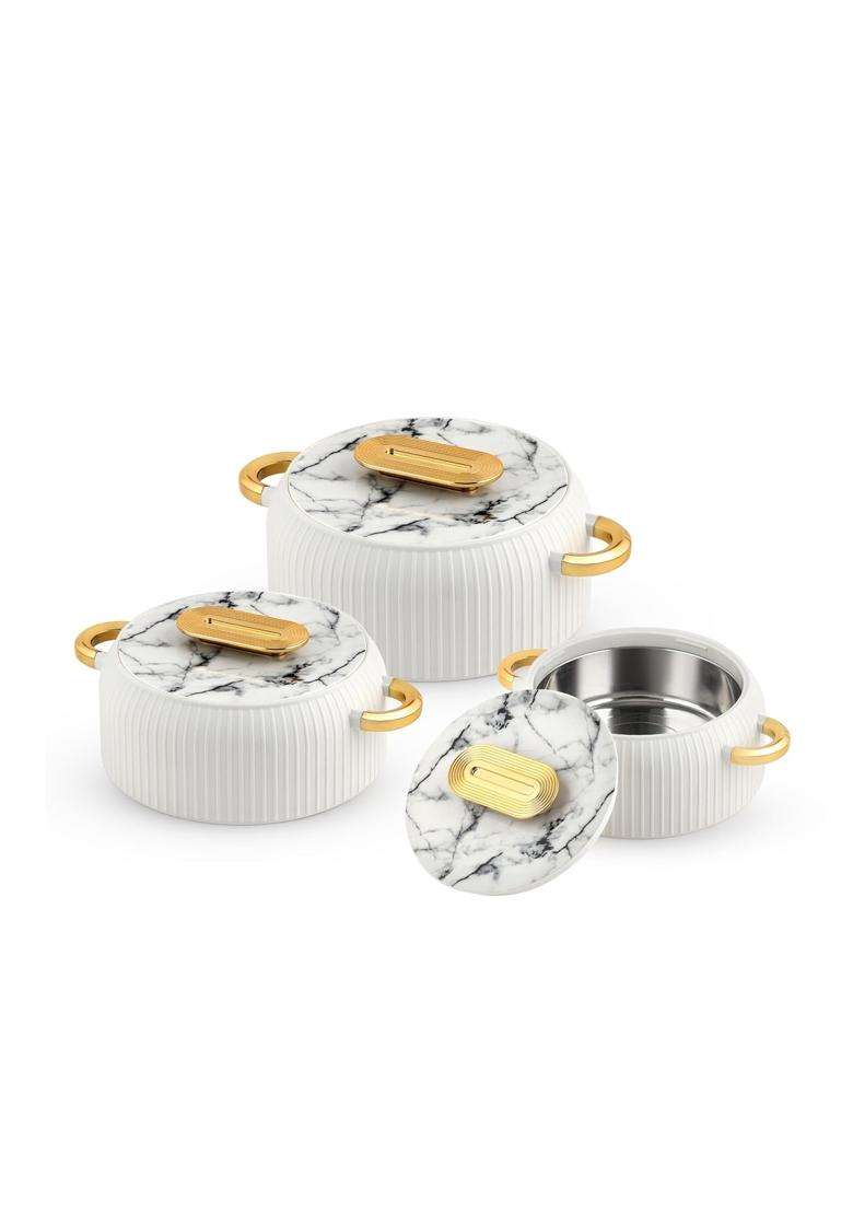 CELLO Castella Insulated Steel Casserole Pcs | 1000 ml | 33.8 fl oz | 3-Piece Set - Indya