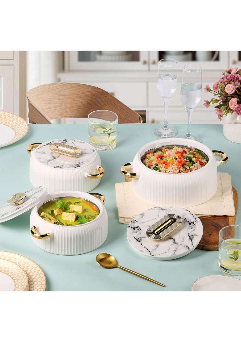 CELLO Castella Insulated Steel Casserole Pcs | 1000 ml | 33.8 fl oz | 3-Piece Set - Indya
