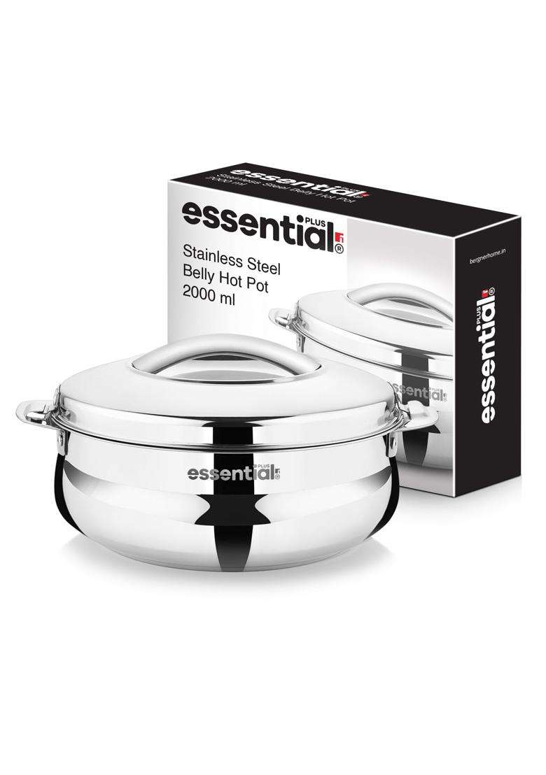 BERGNER Essential Plus Stainless Steel Belly Hot Pot | 2000 ml | 67.6 fl oz | Insulated | Food Safe - Indya