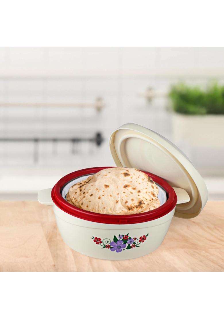 CELLO Roti Plus Insulated Casserole Hot Pot Box Case with Lid Red | 2500 ml | 84.5 fl oz | BPA Free - Indya